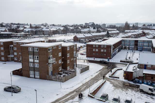 A housing estate in Leeds in winter