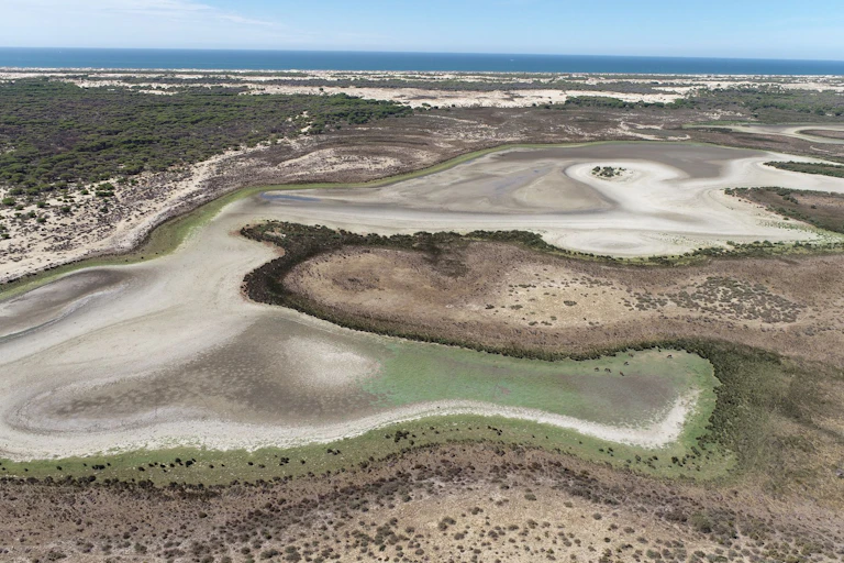 A dried up lagoon.