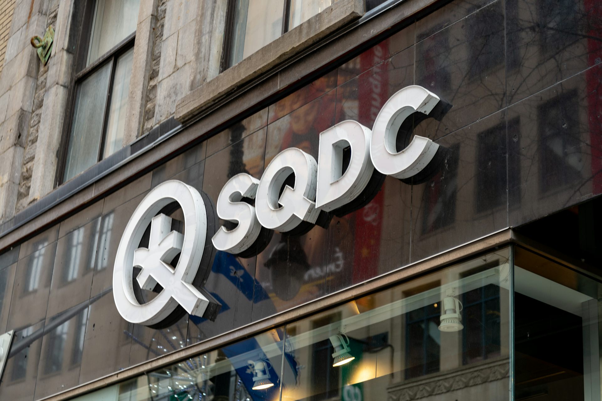 SQDC logo on the outside of a store