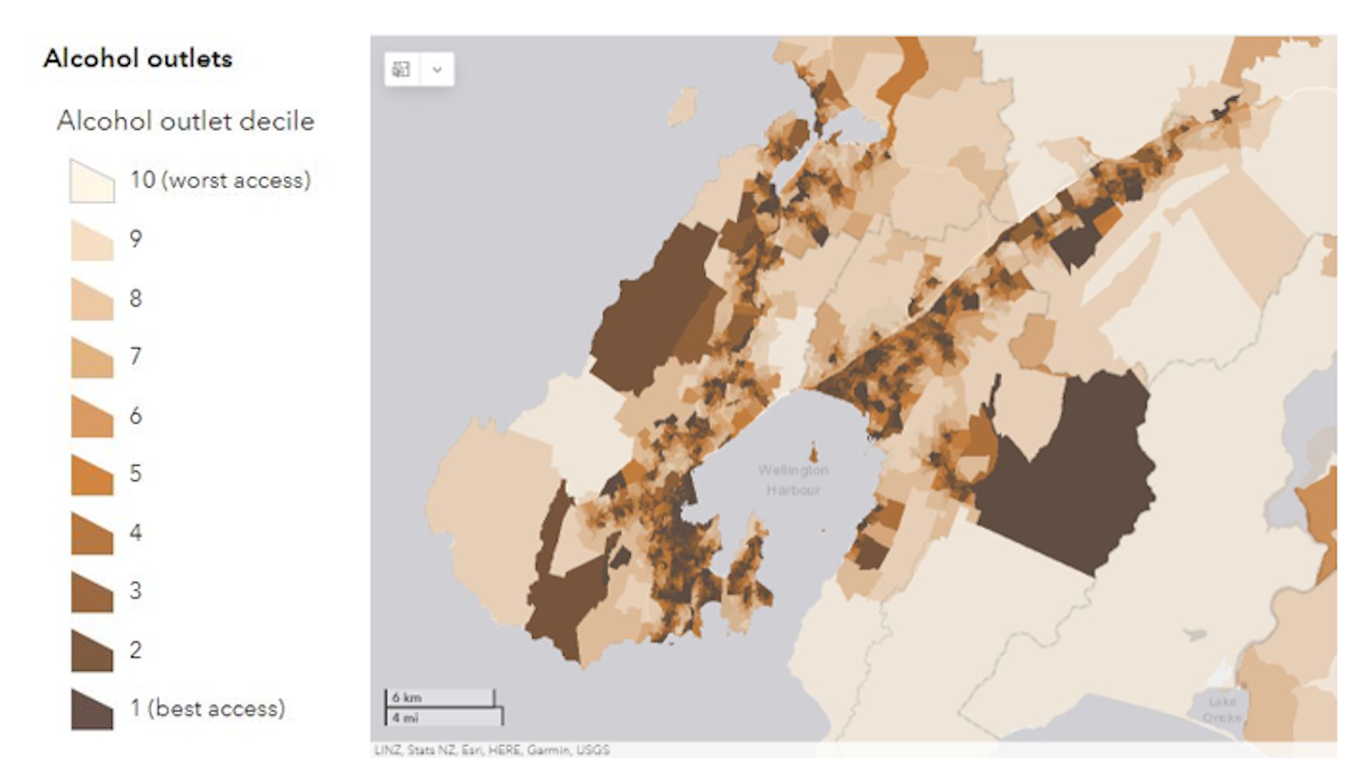A chart of alcohol outlets in Wellington City