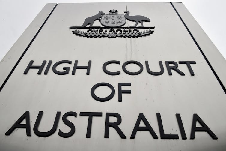 A sign reads high Court of Australia.