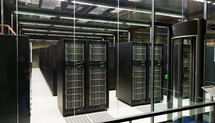 Server room in the Supercomputing Center of Barcelona.