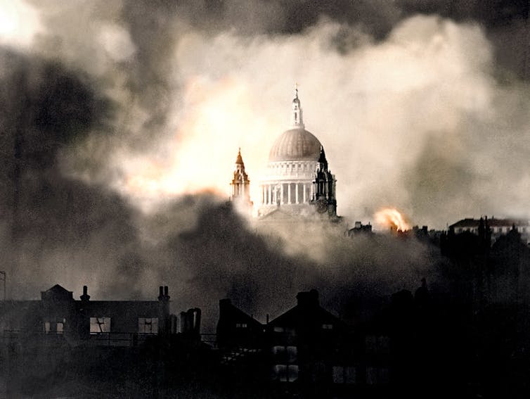 St Paul's on the London skyline during the Blitz, 1940