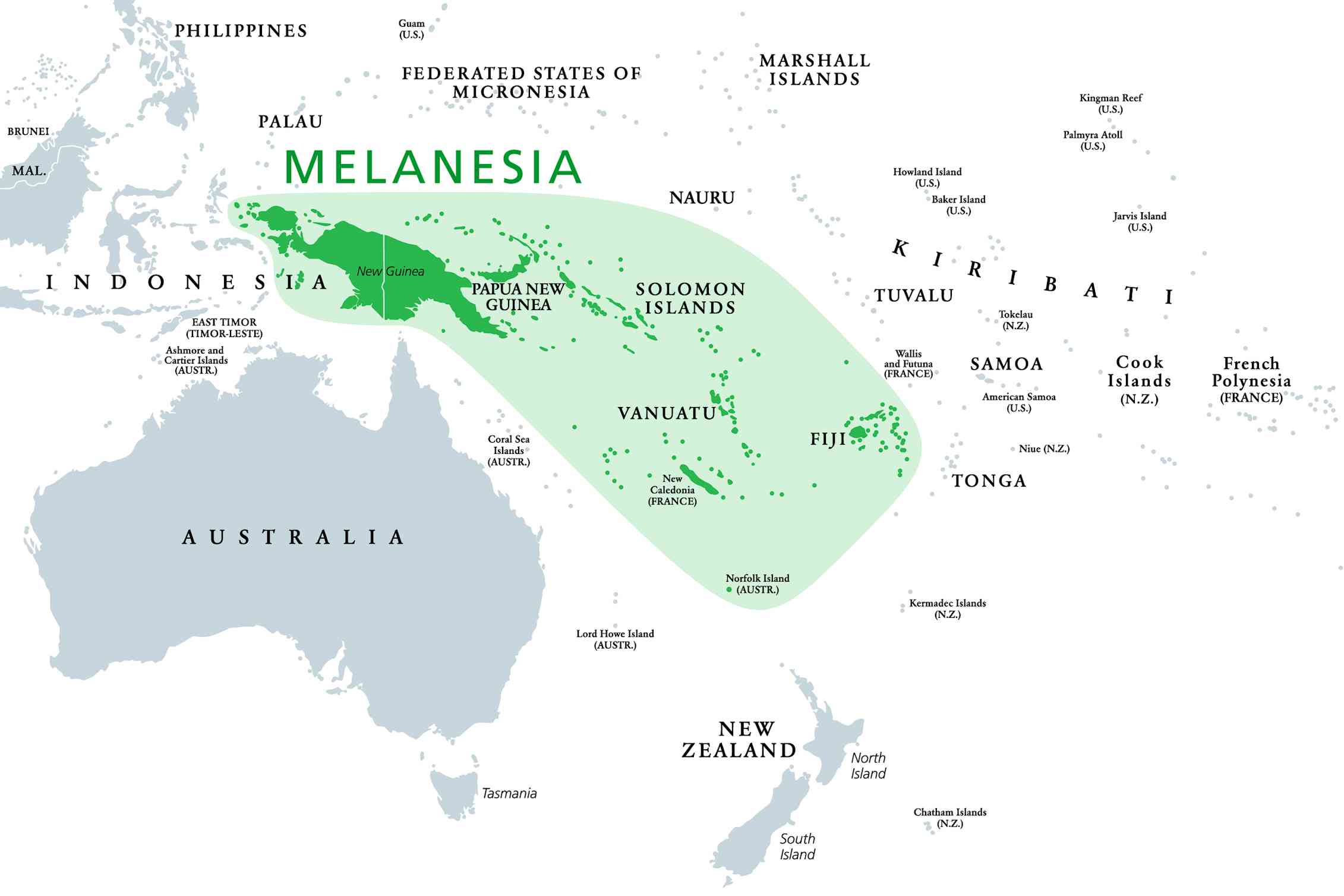 Меланезия политическая карта