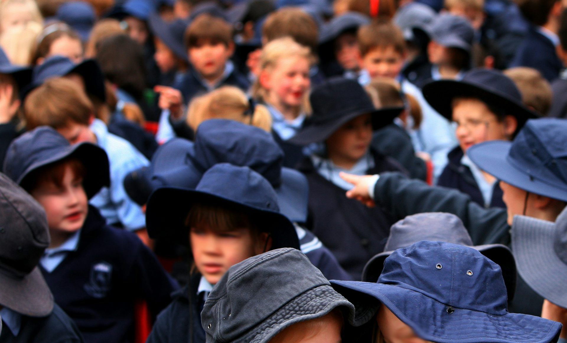 A crowd of primary schools students.