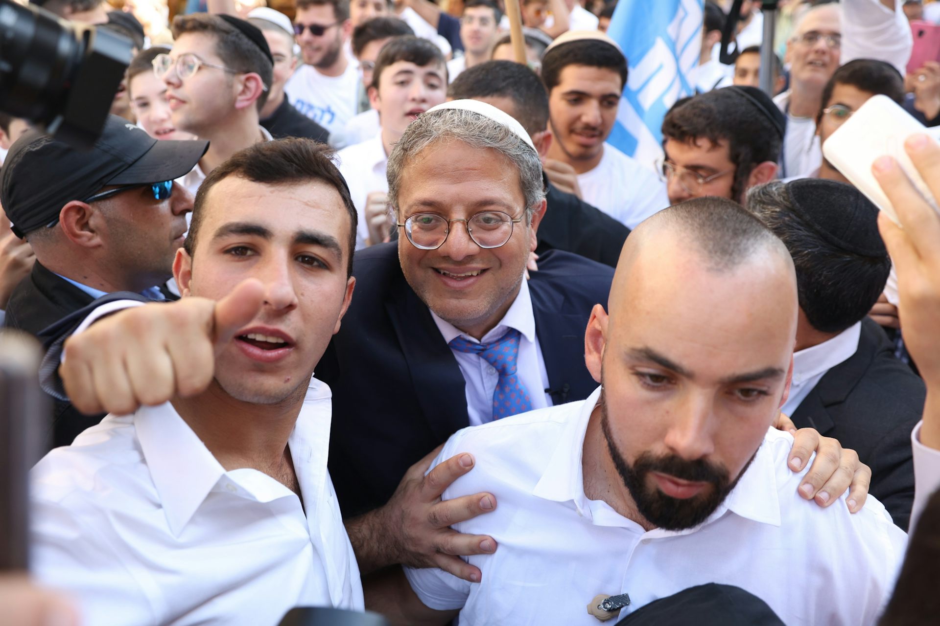 Far-right Israeli politican Itamar Ben Gvir. at a campaign event during the 2022 Israeli election.