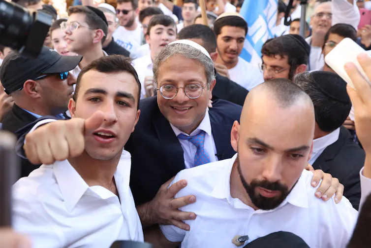 Far-right Israeli politican Itamar Ben Gvir. at a campaign event during the 2022 Israeli election.