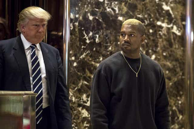 Donald Trump and Kanye West walking together