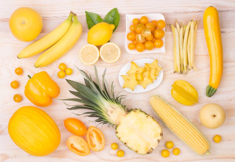 Yellow fruits and vegetables