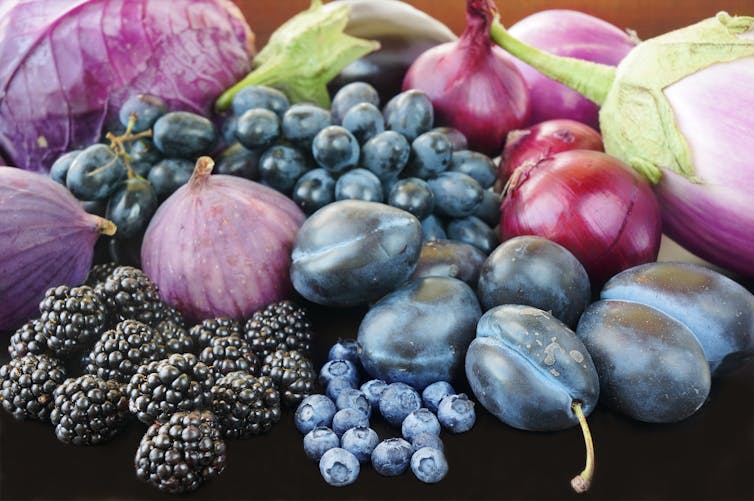 Blue and purple fruit and vegetables