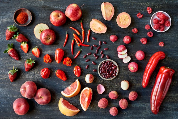 Red vegetables and fruit