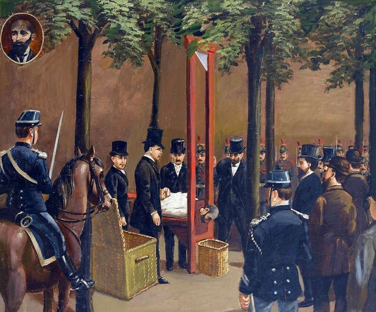 Exécution d’Henri Désiré Landru, « tueur en série », en 1921. Huile sur toile. Anonyme