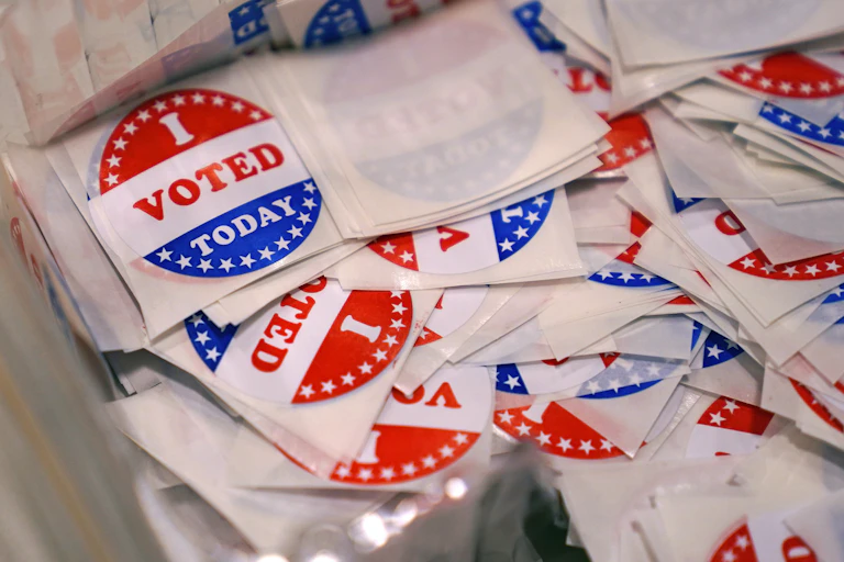 A pile of 'I voted today' stickers