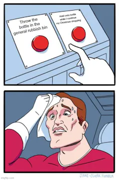 The Two Buttons meme illustrating cognitive dissonance