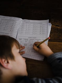 A child does arithmetic work