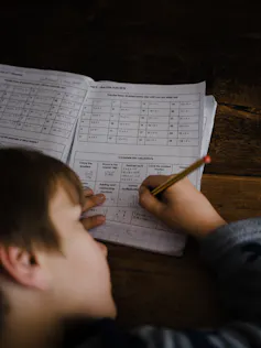 A child does arithmetic work