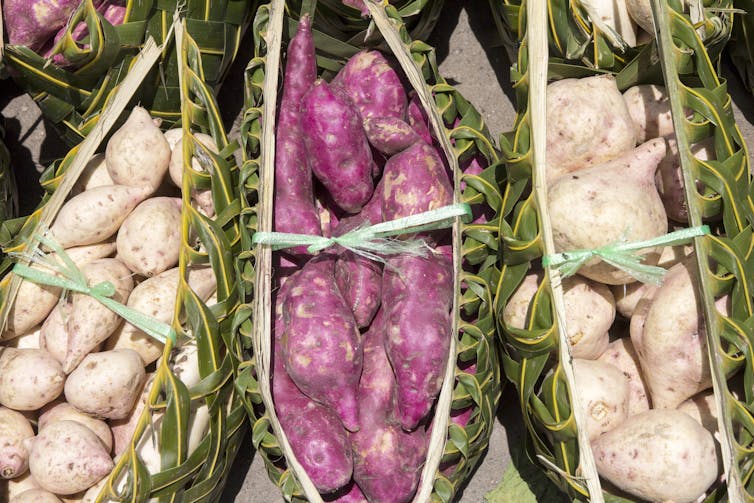 Yams for sale at a market in Vanuatu