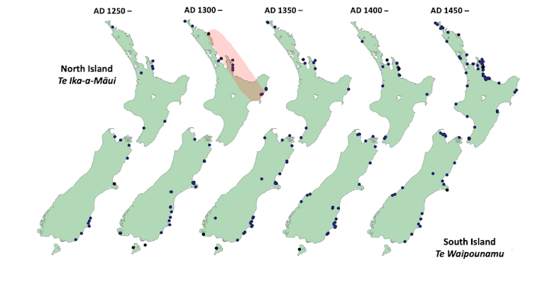 A map of the earliest settlement of Aotearoa.