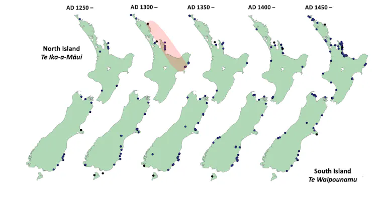 A map of the earliest settlement of Aotearoa.