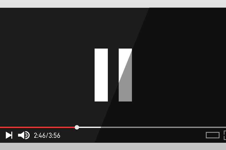 An illustration showing a screen playing a digital stream, at the pause button on.