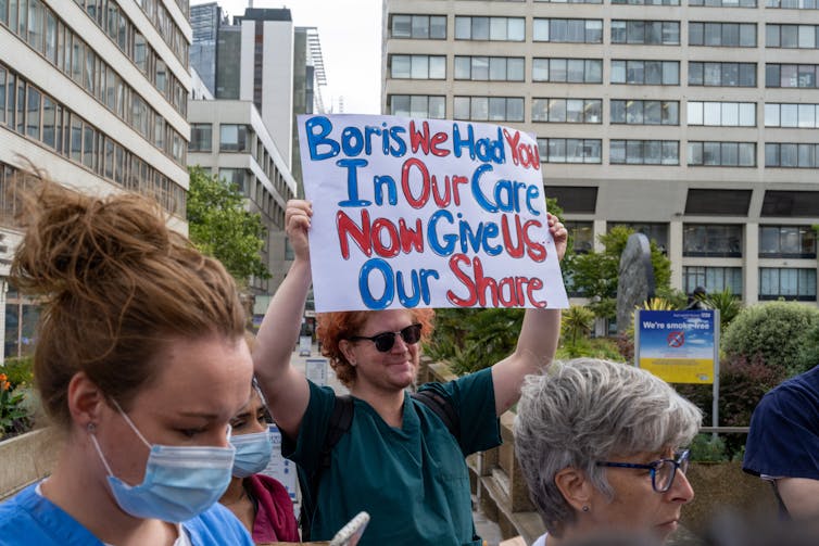 Protester with sign in march