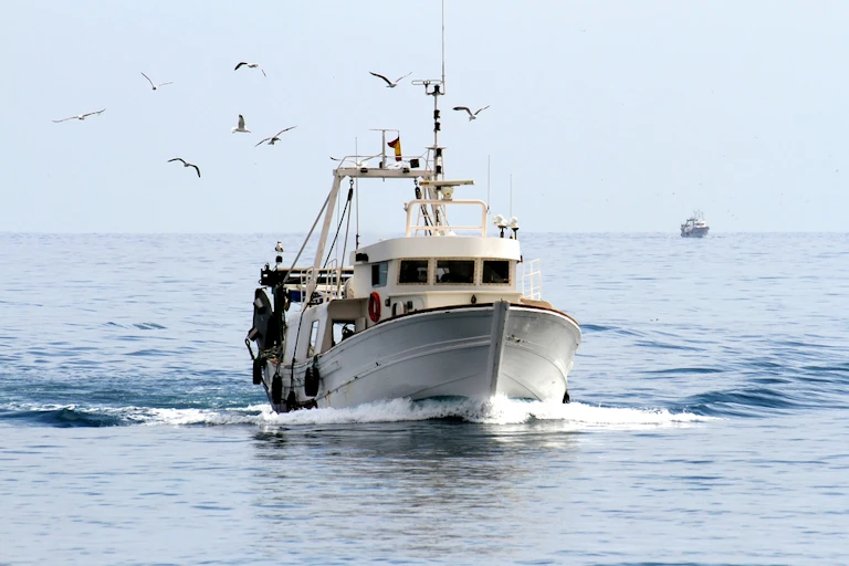 bateau de pêche qui navigue dans la mer
