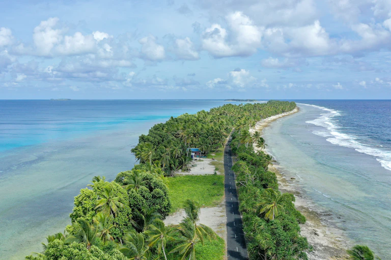 Road with beach on both sides