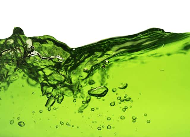 Green liquid with bubbles