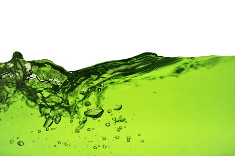 Green liquid with bubbles