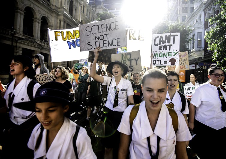 Students march in the 2021 schools strike 4 climate.