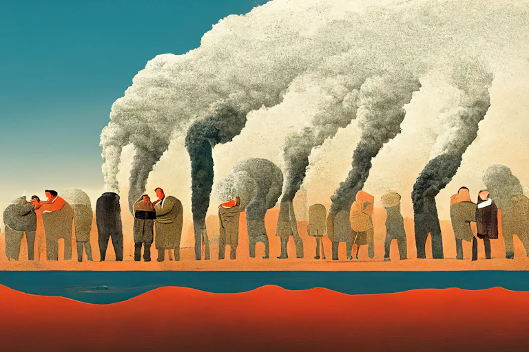 Illustration représentant des personnages dont certains partent en fumée