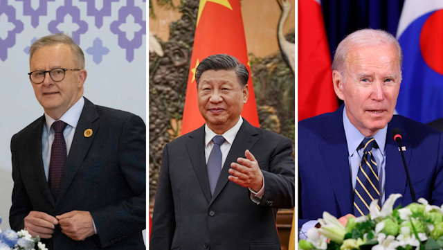 Anthony Albanese, Xi Jinping, and Joe Biden