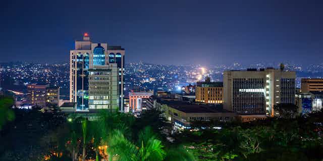 Kampala, Ugandan capital, at night