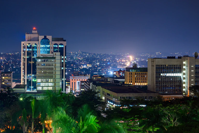 Kampala, Ugandan capital, at night