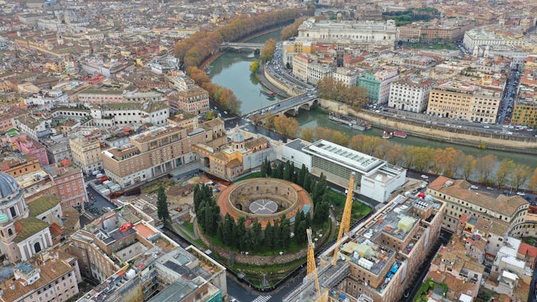 Aerial drone photo of the iconic Mausoleum of Augustus in the heart of Rome