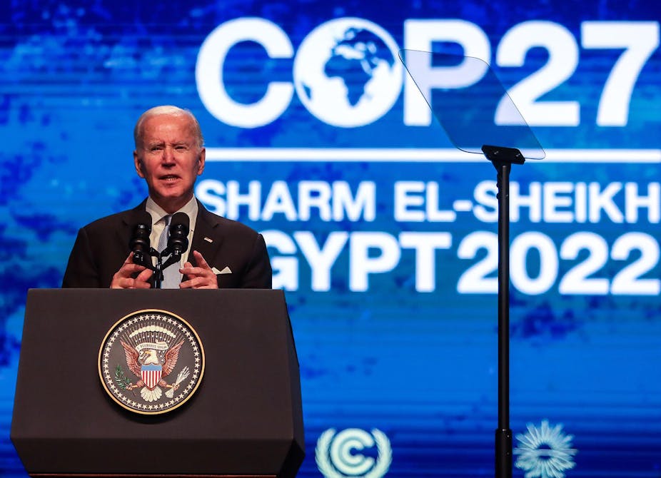 President Biden making a speech at COP27