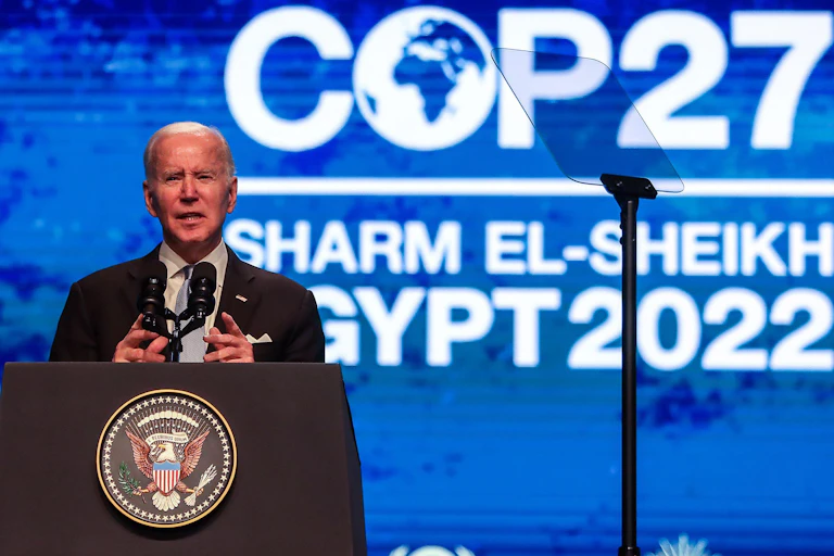 President Biden making a speech at COP27
