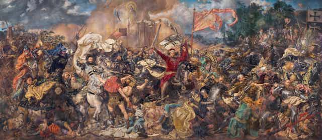 Oil painting of a battle