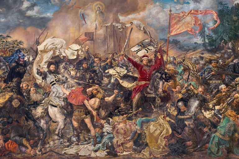 Oil painting of a battle