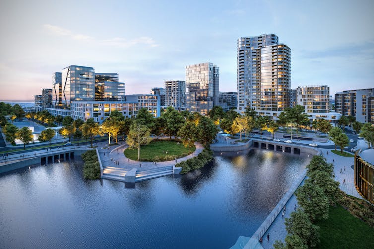 An artist's impression of the new 'data' city centre being developed at Maroochydoore by Walker Corporation with the Sunshine Coast City Council.