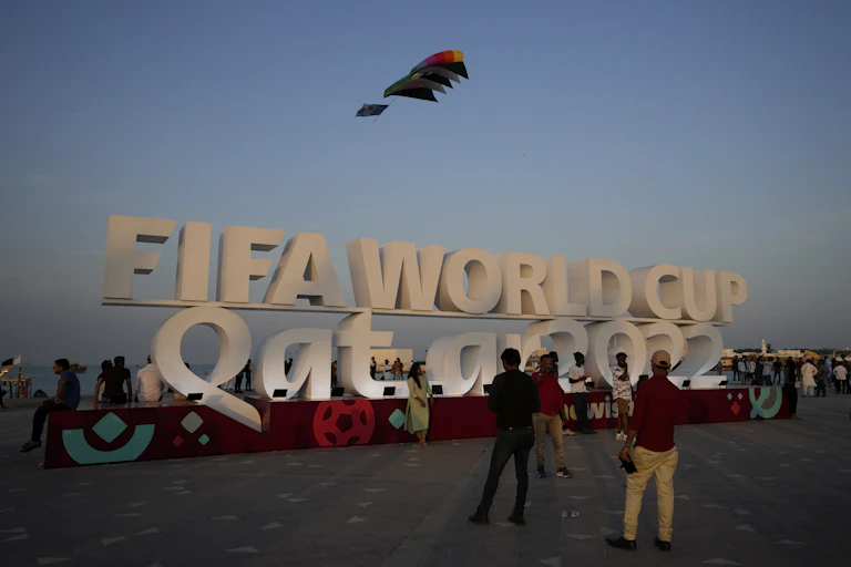 A sign in Doha saying 'FIFA World Cup, Qatar 2022'