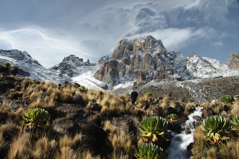 Snowy mountain landscape