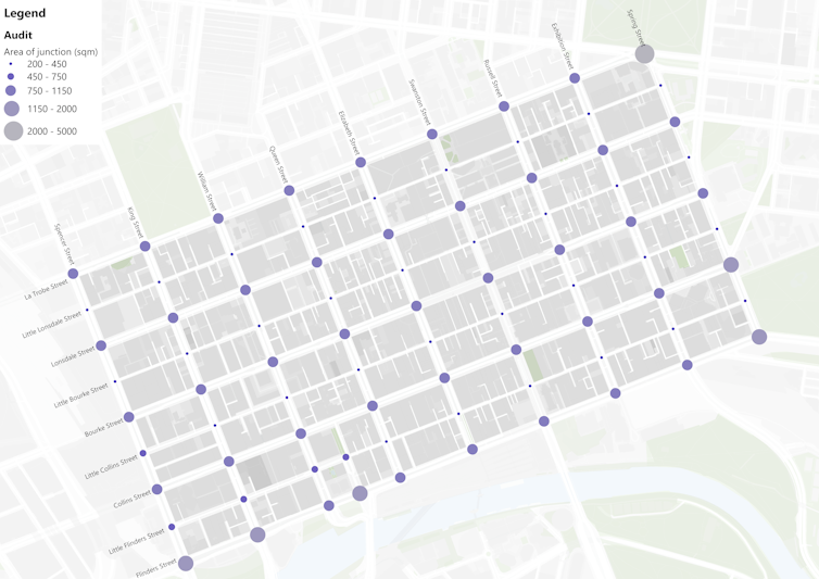 Map of the area of junctions from 200 to 2000 sqm