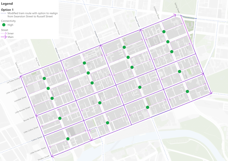 Map showing the largest number of superblocks for Melbourne