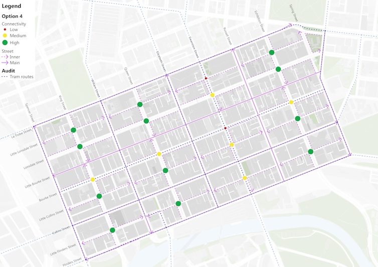 Map of the most conservative approach, leaving everything as is and include trams in the superblocks