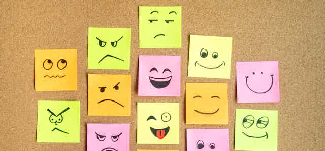 post-it notes showing different emotions.