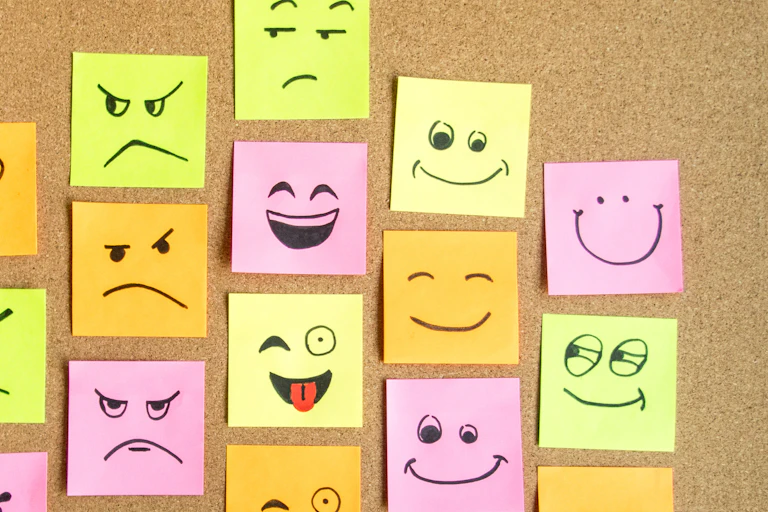 post-it notes showing different emotions.