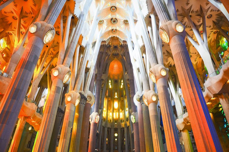 Highly decorative interior of church - Gaudi's Sagrada Família