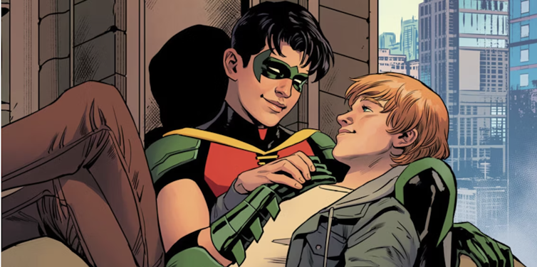 Robin, aka Tim Drake, with his boyfriend, Bernard.
