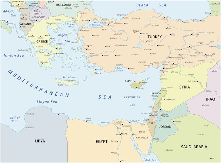 A map of the eastern Mediterranean
